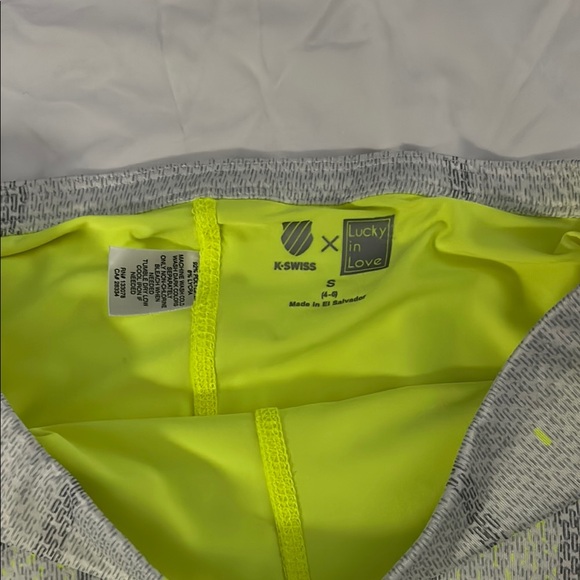 K-Swiss Yellow and Green Skater Mini Skirt with Ruffled Embellishments - Picture 2 of 2